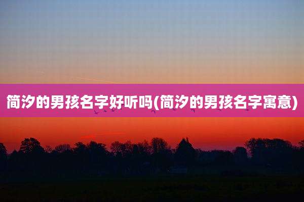 简汐的男孩名字好听吗(简汐的男孩名字寓意)
