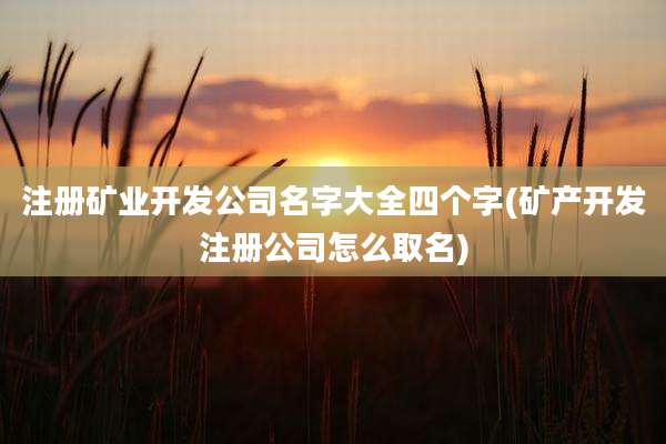 注册矿业开发公司名字大全四个字(矿产开发注册公司怎么取名)
