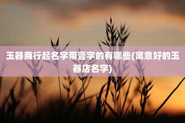玉器商行起名字带壹字的有哪些(寓意好的玉器店名字)