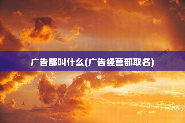 广告部叫什么(广告经营部取名)