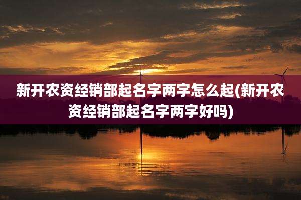 新开农资经销部起名字两字怎么起(新开农资经销部起名字两字好吗)