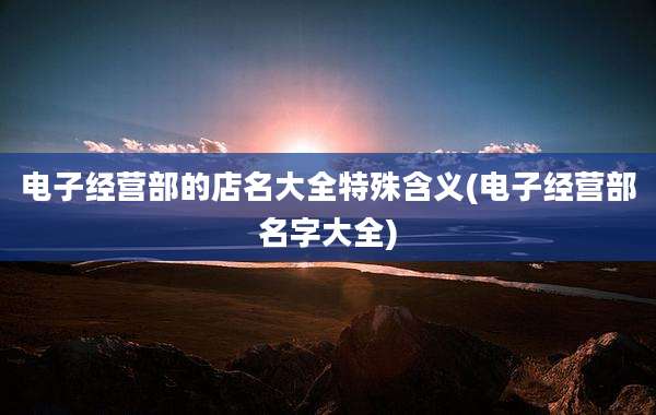 电子经营部的店名大全特殊含义(电子经营部名字大全)