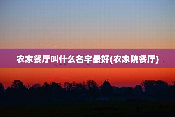 农家餐厅叫什么名字最好(农家院餐厅)