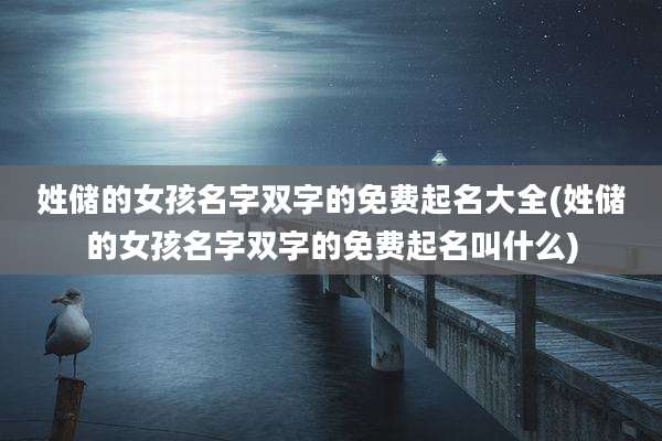 姓储的女孩名字双字的免费起名大全(姓储的女孩名字双字的免费起名叫什么)
