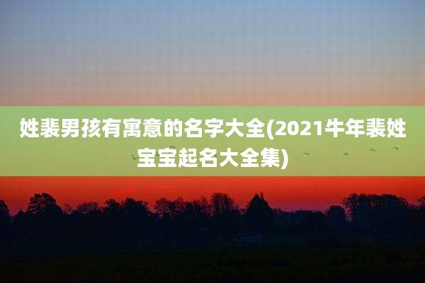 姓裴男孩有寓意的名字大全(2021牛年裴姓宝宝起名大全集)