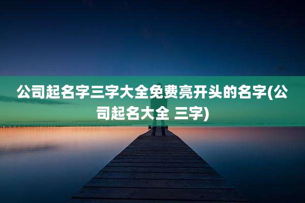 公司起名字三字大全免费亮开头的名字(公司起名大全 三字)