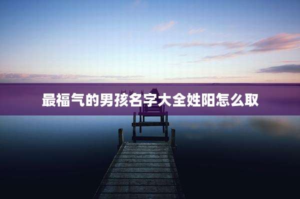 最福气的男孩名字大全姓阳怎么取