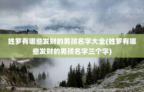姓罗有哪些发财的男孩名字大全(姓罗有哪些发财的男孩名字三个字)