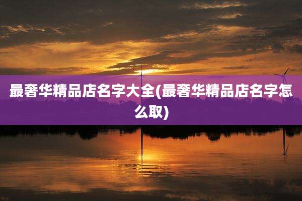 最奢华精品店名字大全(最奢华精品店名字怎么取)