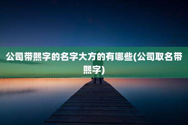 公司带熙字的名字大方的有哪些(公司取名带熙字)