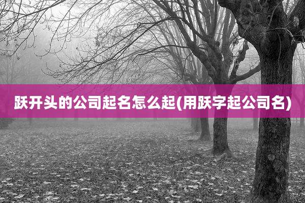 跃开头的公司起名怎么起(用跃字起公司名)