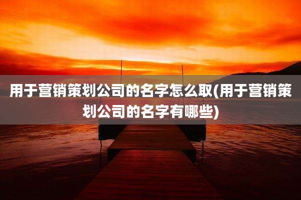 用于营销策划公司的名字怎么取(用于营销策划公司的名字有哪些)
