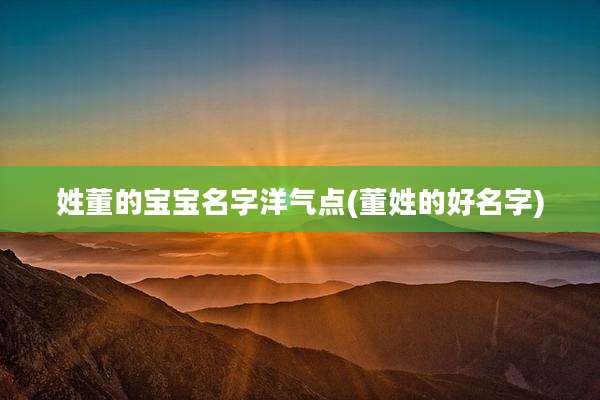 姓董的宝宝名字洋气点(董姓的好名字)