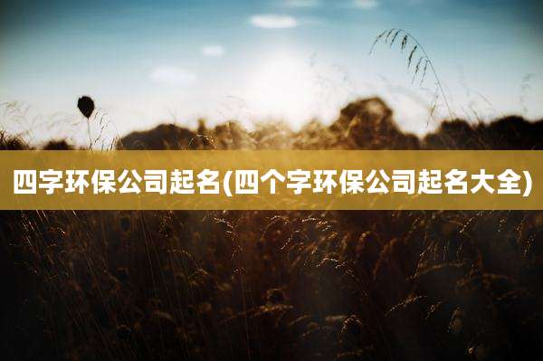 四字环保公司起名(四个字环保公司起名大全)
