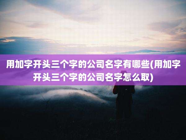 用加字开头三个字的公司名字有哪些(用加字开头三个字的公司名字怎么取)