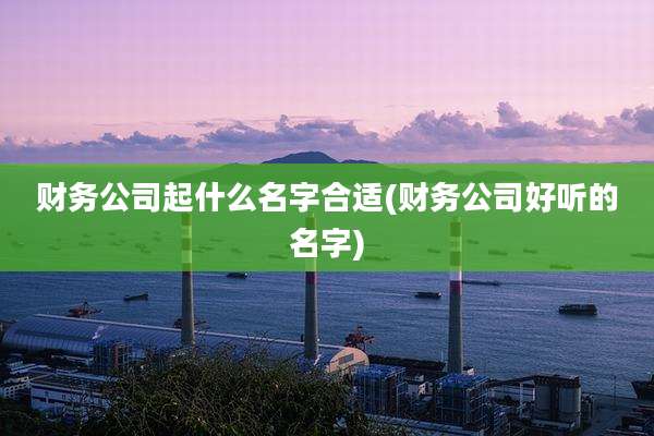 财务公司起什么名字合适(财务公司好听的名字)
