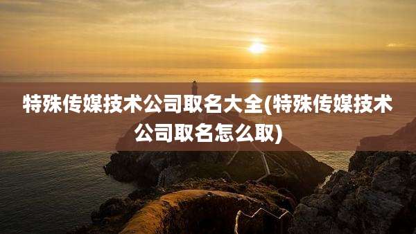 特殊传媒技术公司取名大全(特殊传媒技术公司取名怎么取)