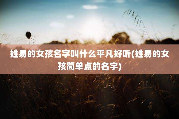 姓易的女孩名字叫什么平凡好听(姓易的女孩简单点的名字)