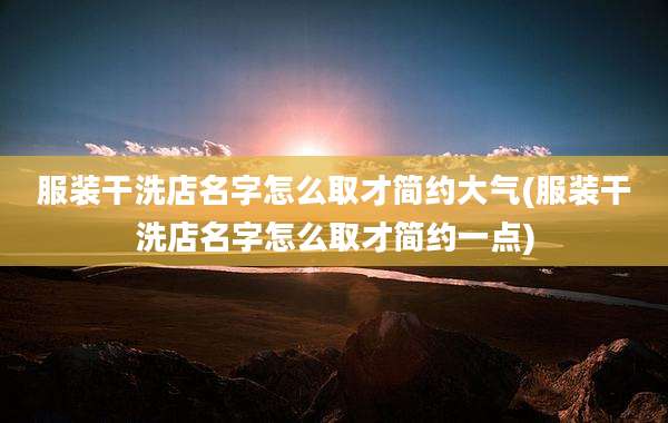 服装干洗店名字怎么取才简约大气(服装干洗店名字怎么取才简约一点)