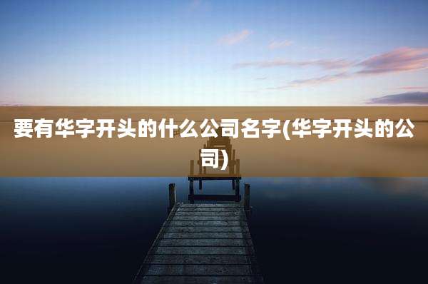 要有华字开头的什么公司名字(华字开头的公司)