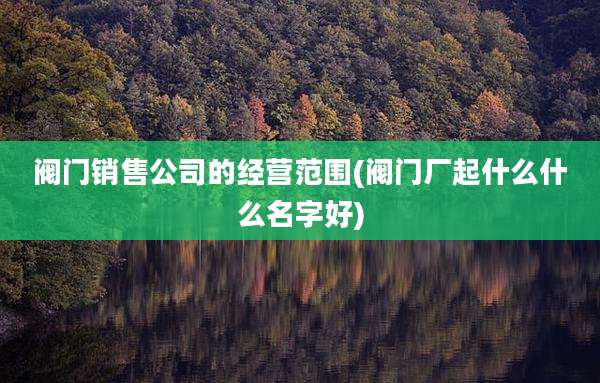阀门销售公司的经营范围(阀门厂起什么什么名字好)