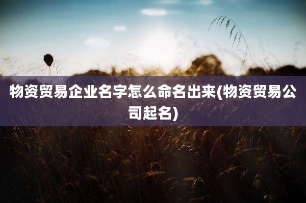 物资贸易企业名字怎么命名出来(物资贸易公司起名)