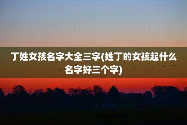 丁姓女孩名字大全三字(姓丁的女孩起什么名字好三个字)