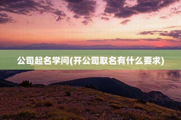公司起名学问(开公司取名有什么要求)