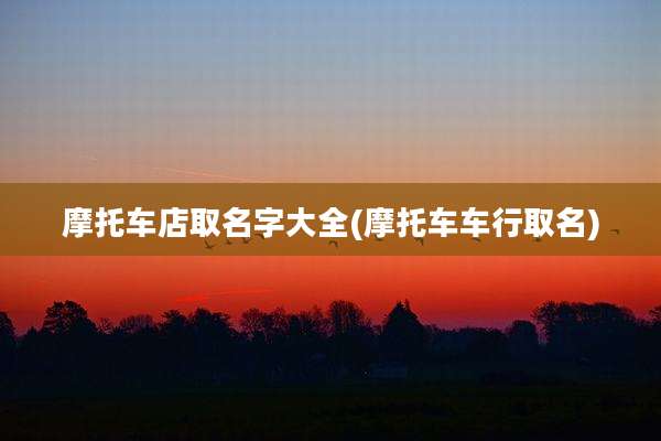 摩托车店取名字大全(摩托车车行取名)