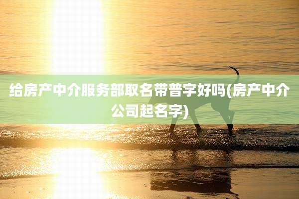 给房产中介服务部取名带普字好吗(房产中介公司起名字)