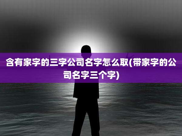 含有家字的三字公司名字怎么取(带家字的公司名字三个字)