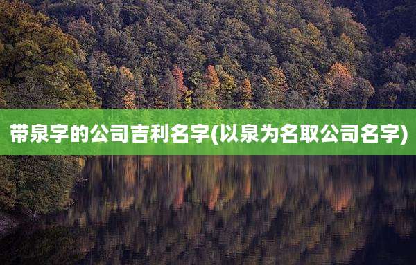 带泉字的公司吉利名字(以泉为名取公司名字)