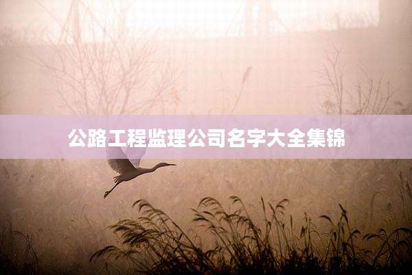 公路工程监理公司名字大全集锦
