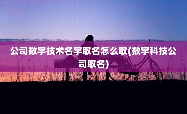 公司数字技术名字取名怎么取(数字科技公司取名)