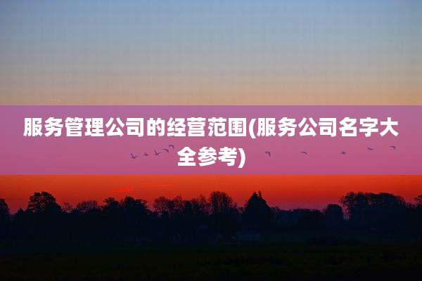 服务管理公司的经营范围(服务公司名字大全参考)
