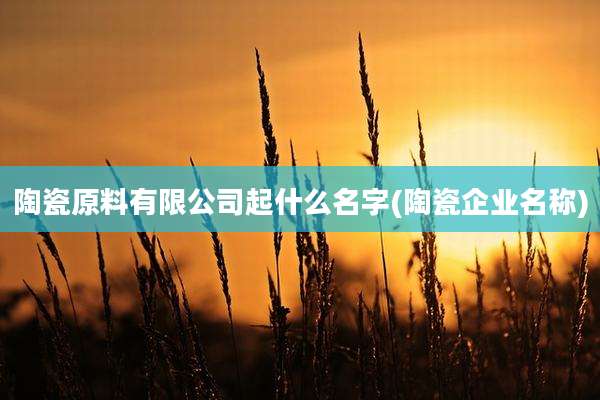 陶瓷原料有限公司起什么名字(陶瓷企业名称)