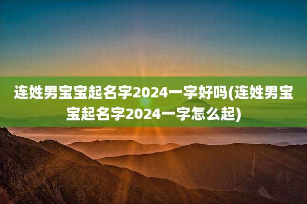 连姓男宝宝起名字2024一字好吗(连姓男宝宝起名字2024一字怎么起)