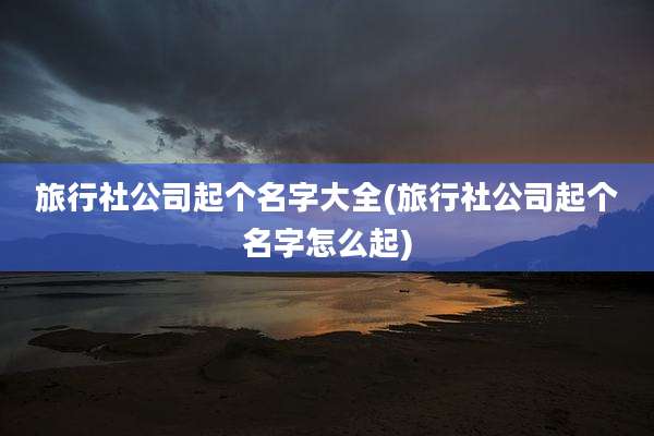 旅行社公司起个名字大全(旅行社公司起个名字怎么起)