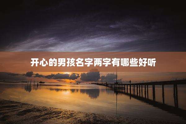 开心的男孩名字两字有哪些好听