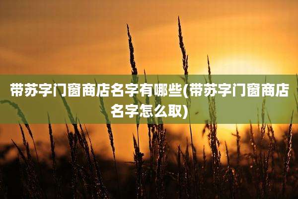 带苏字门窗商店名字有哪些(带苏字门窗商店名字怎么取)