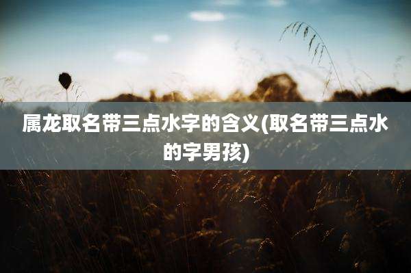 属龙取名带三点水字的含义(取名带三点水的字男孩)