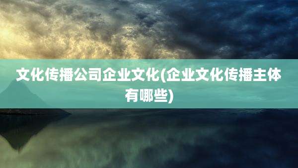文化传播公司企业文化(企业文化传播主体有哪些)