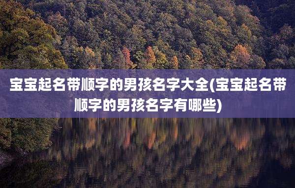 宝宝起名带顺字的男孩名字大全(宝宝起名带顺字的男孩名字有哪些)