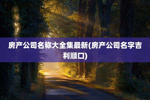 房产公司名称大全集最新(房产公司名字吉利顺口)