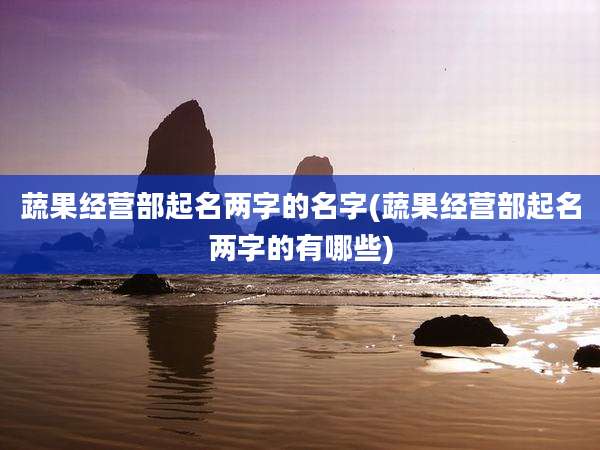 蔬果经营部起名两字的名字(蔬果经营部起名两字的有哪些)