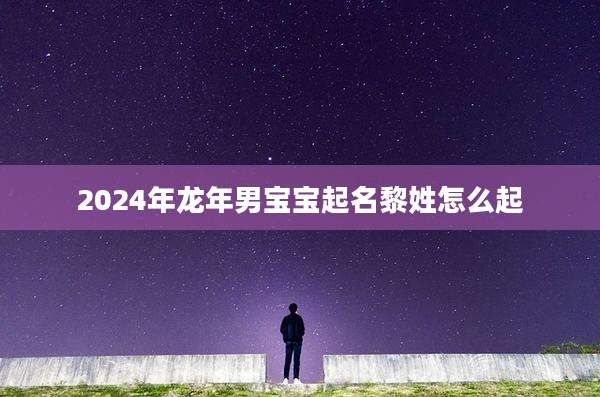 2024年龙年男宝宝起名黎姓怎么起
