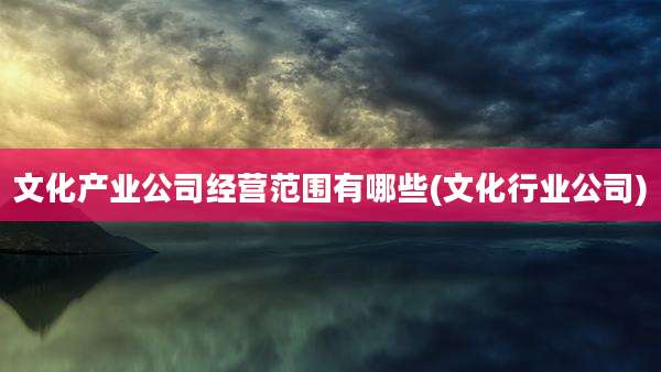 文化产业公司经营范围有哪些(文化行业公司)