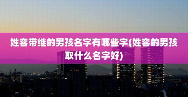 姓容带继的男孩名字有哪些字(姓容的男孩取什么名字好)