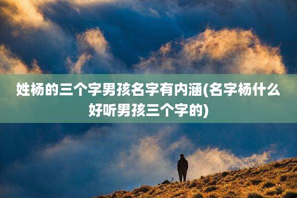 姓杨的三个字男孩名字有内涵(名字杨什么好听男孩三个字的)