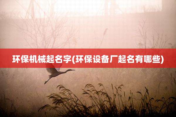 环保机械起名字(环保设备厂起名有哪些)
